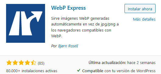 WebP Express - Plugin Screenshot