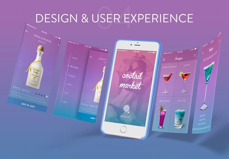 diseño UX/UI para aplicaciones móviles de comercio electrónico y experiencia del usuario